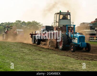 Gara di tiro del trattore in un rally a vapore a Cheshire Inghilterra UK Foto Stock