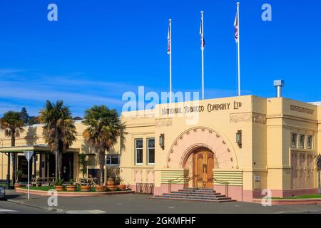 Napier, Nuova Zelanda. L'edificio della National Tobacco Company Ltd. (1933), uno dei più bei edifici Art Deco di Napier Foto Stock