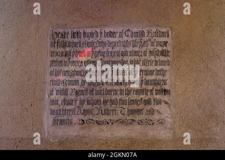 Brudenell Memorial, St. Denys Church, Stonton Wyville, Leicestershire, Inghilterra, REGNO UNITO Foto Stock