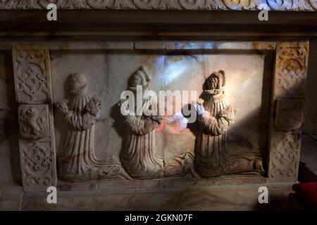 Brudenell Monument Detail, St. Denys Church, Stonton Wyville, Leicestershire, Inghilterra, REGNO UNITO Foto Stock