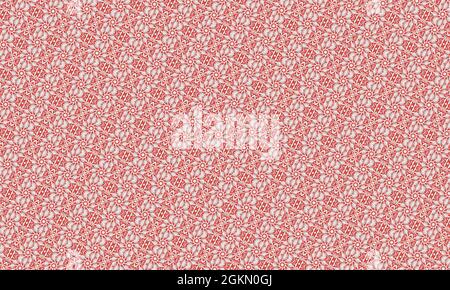Stelle moderne senza giunture sfondo. Motivo a strisce rosso e bianco. Mosaico lineare . Tatuaggio metallico Flash. Caleidoscopio di corallo Foto Stock