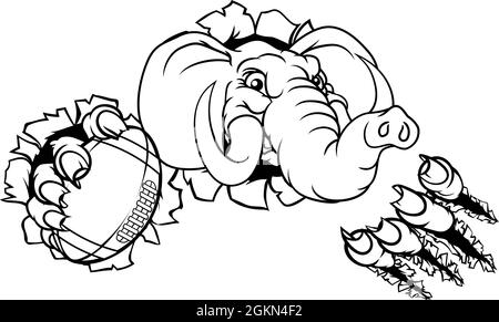 Elephant Football Americano Sport a sfera mascotte Illustrazione Vettoriale