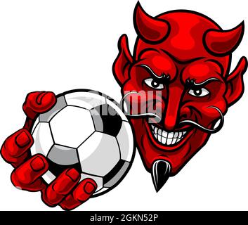 Devil Calcio palla Calcio Mascot Sport Cartoon Illustrazione Vettoriale