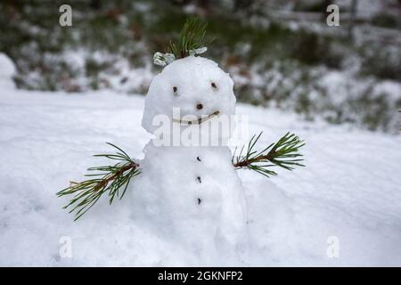 Mini pupazzo di neve, Scotland, Regno Unito Foto Stock