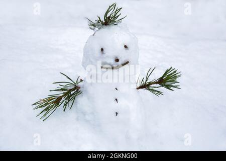 Mini pupazzo di neve, Scotland, Regno Unito Foto Stock