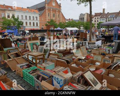 Mercato delle pulci a Bruxelles - Belgio Foto Stock