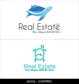 Immobiliare casa tartaruga icona logo design Illustrazione Vettoriale