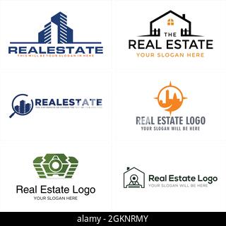 Moderno edificio immobiliare appartamento studio fotografia logo design Illustrazione Vettoriale