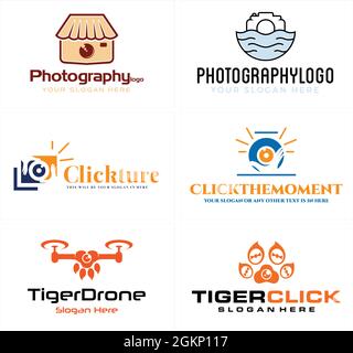 Fotografia fotocamera drone logo design Illustrazione Vettoriale