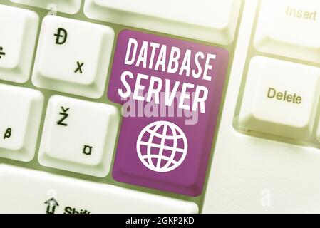 Server database didascalie concettuali. Internet Concept utilizza un'applicazione di database che fornisce servizi di database per la creazione di New Online Shop Business Foto Stock