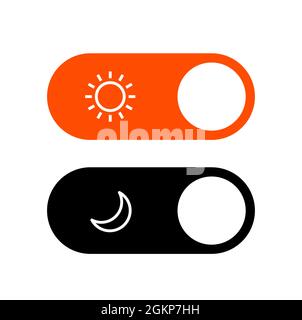 Pulsante ui interruttore modalità giorno notte. Tema cursore modalità buio chiaro Illustrazione Vettoriale