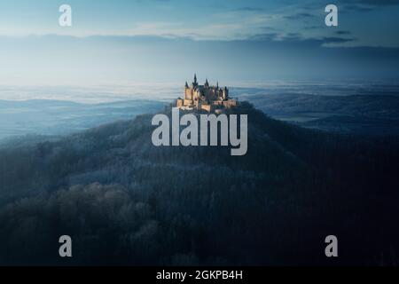 Hohenzollern Castello in inverno - Baden-Wurttemberg, Germania Foto Stock