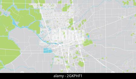 Mappa urbana vettoriale della città di Stockton, California, Stati Uniti d'America Illustrazione Vettoriale