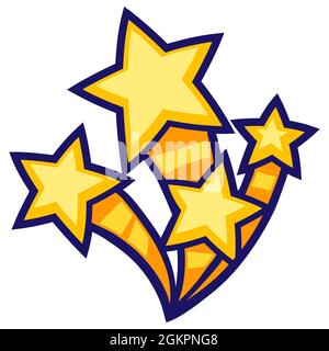 Illustrazione di stelle in stile cartone animato. Simpatico oggetto divertente. Illustrazione Vettoriale