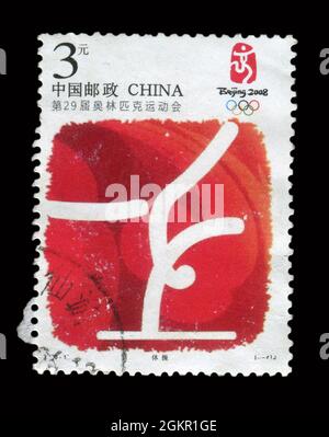 Francobollo stampato in Cina mostra l'immagine del 2006-19 29° I GIOCHI DELL'EVENTO SPORTIVO OLIMPICO, circa 2006. Foto Stock