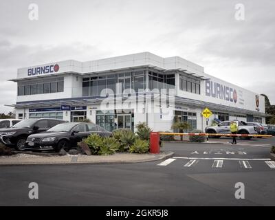 AUCKLAND, NUOVA ZELANDA - 07 luglio 2021: Vista dell'edificio Burnsco a Half Moon Bay Marina, Auckland, Nuova Zelanda Foto Stock