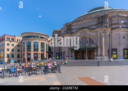 Vista della Usher Hall, Edimburgo, Lothian, Scozia, Regno Unito, Europa Foto Stock