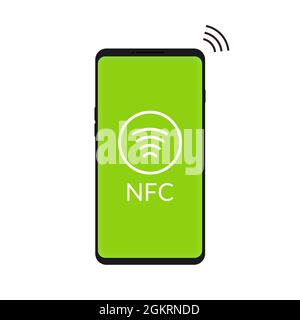 Logo wireless a pagamento NFC senza contatto. Concetto di vettore di pagamento nfc con carta di credito Illustrazione Vettoriale