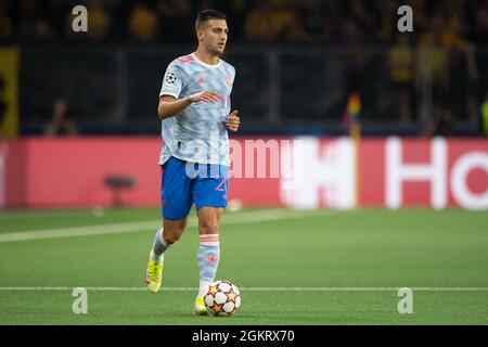 BERNA, SVIZZERA - SETTEMBRE 14: Diogo Dalot di Manchester United durante la partita del gruppo UEFA Champions League F tra BSC Young Boys e Manchester United a Stadion Wankdorf il 14 Settembre 2021 a Berna, Svizzera. (Foto di FreshFocus/MB Media) Foto Stock