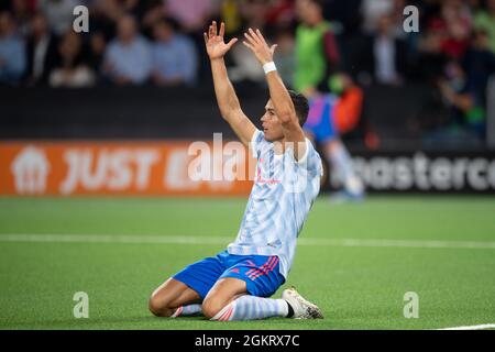 BERNA, SVIZZERA - SETTEMBRE 14: Cristiano Ronaldo del Manchester United si appella durante la partita del gruppo UEFA Champions League F tra BSC Young Boys e Manchester United allo Stadion Wankdorf il 14 Settembre 2021 a Berna, Svizzera. (Foto di FreshFocus/MB Media) Foto Stock