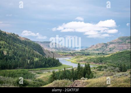 Vista orizzonte del Dry Island Buffalo Jump Provincial Park a Purbeck, Canada Foto Stock