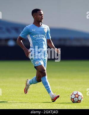 Oscar Bobb di Manchester City durante la UEFA Youth League, il gruppo A si trova al Manchester City Academy Stadium. Data foto: Mercoledì 15 settembre 2021. Foto Stock