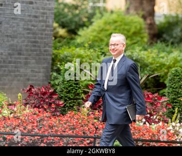 Londra, Regno Unito. 15 settembre 2021. Gabinetto rihuffled Downing Street Londra Michael Gove, ora Ministro degli alloggi e delle comunità credito: Ian Davidson/Alamy Live News Foto Stock