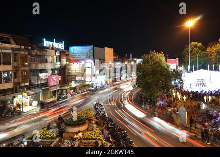 Chiangmai, Thailandia 4 settembre 2021 il traffico alla porta di Thapae nella città di Chiang mai durante il Covid-19 Foto Stock