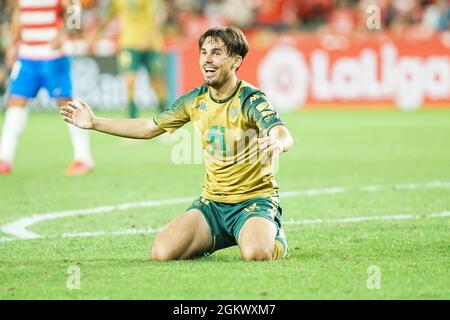 Granada, Spagna. 28 agosto 2021. Rodrigo Sanchez, più noto come Rodri, in azione durante la partita la Liga Santander tra Granada CF e Real Betis allo stadio Nuevo Los Carmenes.(Punteggio finale; Granada CF 1:2 Real Betis). Credit: SOPA Images Limited/Alamy Live News Foto Stock