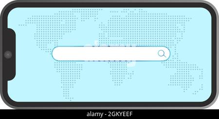 Casella di ricerca per smartphone, smartphone, dispositivo, frame dei cavi, immissione, ricerca, vettore stock. Illustrazione Vettoriale