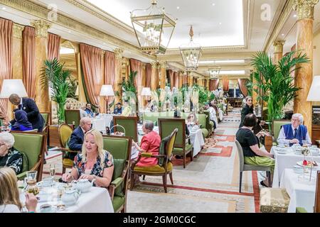 Londra Inghilterra,Regno Unito,West End City Westminster Mayfair,Park Lane,l'hotel Dorchester,lussuoso ristorante The Promenade a 5 stelle che serve tavoli da tè pomeridiani Foto Stock