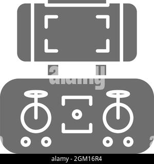 Pannello di controllo mobile per il fuco, telecomando, gamepad icona linea. Illustrazione Vettoriale