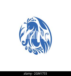 astratto pavone elegante logo icona flat concetto vettoriale design grafico Illustrazione Vettoriale