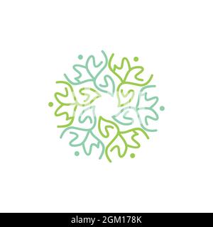 astratto elegante pianta salvare natura logo icona concetto piatto vettore grafico design Illustrazione Vettoriale