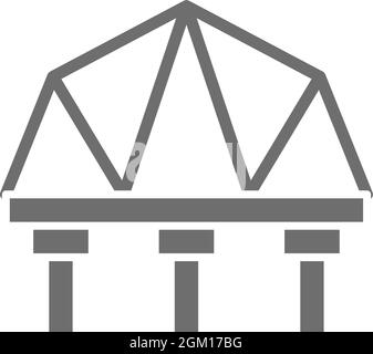 Icona grigia del ponte delle sospensioni. Isolato su sfondo bianco Illustrazione Vettoriale