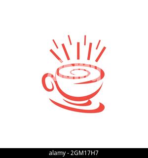 astratto rosa caffè tazza logo icona piatto concetto vettoriale grafica Illustrazione Vettoriale