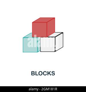 Icona blocchi. Elemento di segno piatto dalla collezione di giochi da tavolo. Icona dei blocchi creativi per il web design, modelli, infografiche e altro ancora Illustrazione Vettoriale