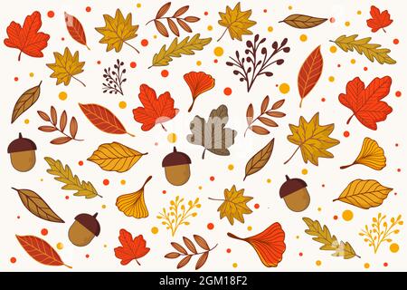 disegno vettoriale autunnale disegnato a mano su sfondo bianco Illustrazione Vettoriale