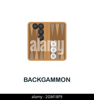 Icona Backgammon. Elemento di segno piatto dalla collezione di giochi da tavolo. Icona Creative Backgammon per il web design, modelli, infografiche e altro ancora Illustrazione Vettoriale