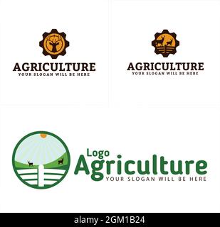Agricoltura animale cervi zoo fattoria logo design Illustrazione Vettoriale