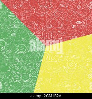 Uno sfondo rosso, giallo e verde con bolle di pensiero e il testo Anti Psycho Virus. Foto Stock