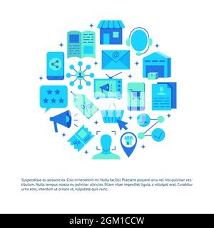 Banner Omni-channel customer experience in stile piatto con spazio per il testo. Illustrazione vettoriale. Illustrazione Vettoriale