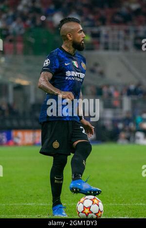 Milano, Italia - settembre 15 2021 - vidal arturo in azione durante il campionato Inter-Real Madrid Champions Credit: Christian Santi/Alamy Live News Foto Stock