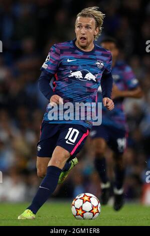 Manchester, Inghilterra, 15 settembre 2021. Emil Forsberg di Lipsia durante la partita della UEFA Champions League all'Etihad Stadium di Manchester. Il credito dell'immagine dovrebbe leggere: Darren Staples / Sportimage Credit: Sportimage/Alamy Live News Foto Stock