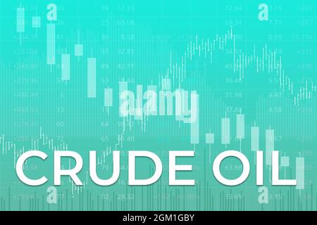 Variazione dei prezzi sui futures del greggio nel mondo su fondi verdi. Trend su e giù. Illustrazione 3D. Concetto di mercato dei derivati finanziari Foto Stock