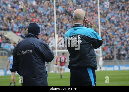 Un colpo preso il giorno della finale della Gaelic Football National League a Croke Park Dublino Foto Stock