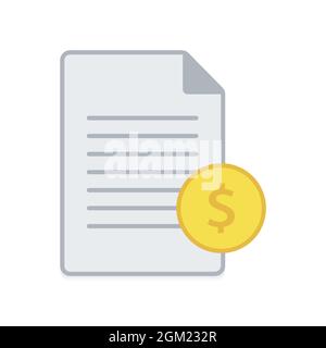 Icona della riga della fattura. Pagamento e fattura. Concetto di simbolo dell'ordine. Design del cartello fiscale. Icona del documento bancario cartaceo. Icona fattura vettore. Illustrazione Vettoriale