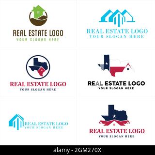 Immobiliare in Texas business Property logo design Illustrazione Vettoriale