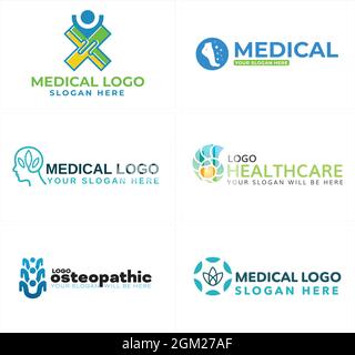 Salute medica persone osteopatiche logo design Illustrazione Vettoriale