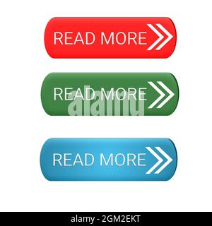 Per saperne di più pulsanti per icona web vari colore bianco sfondo 3d Foto Stock